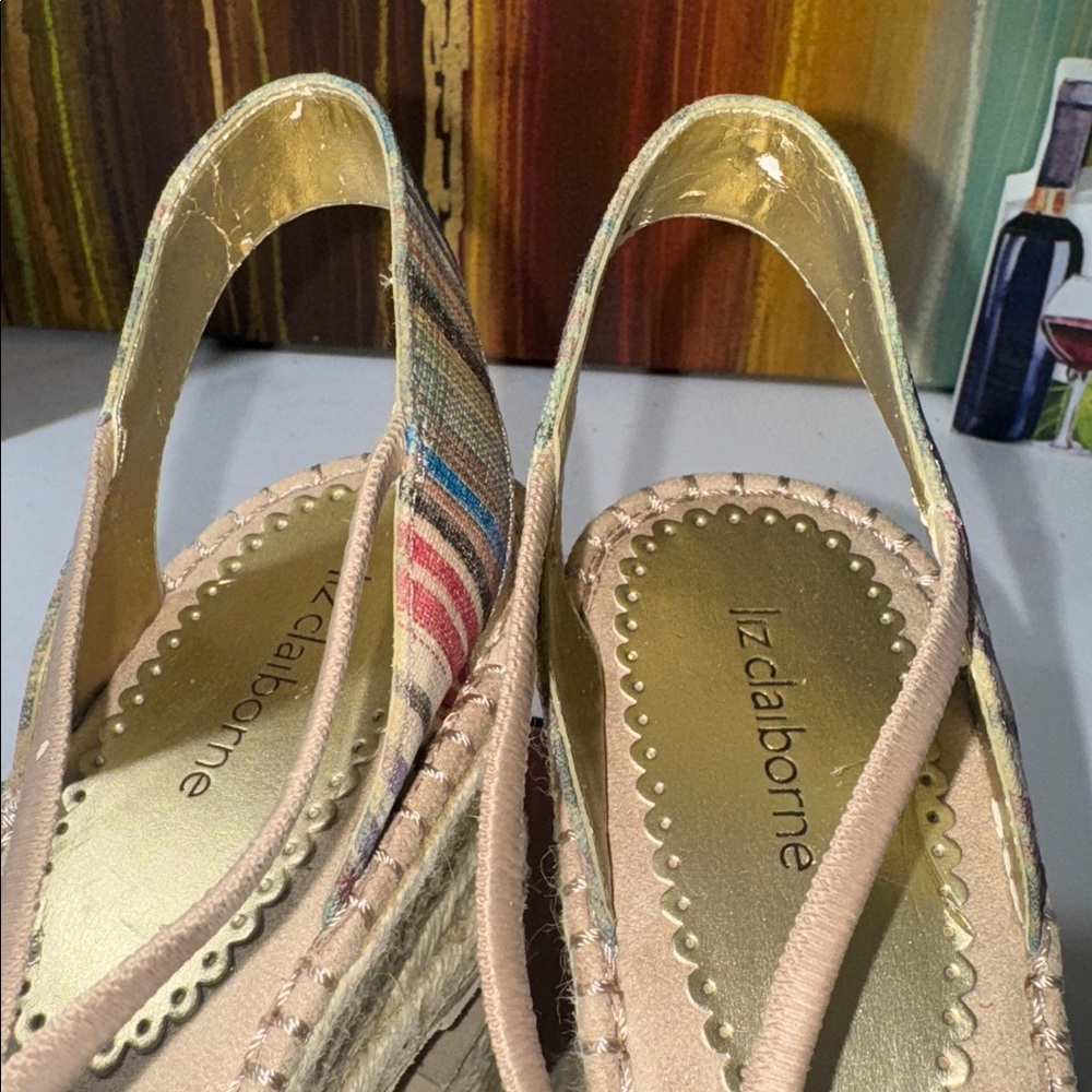 Liz Claiborne Brynn Multicolor Plaid Espadrille Wedges - Size 10M - Picture 10 of 12